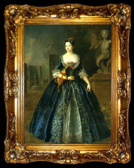 framed  antoine pesne Portrait of Anna Orzelska with a pug., ta009-2